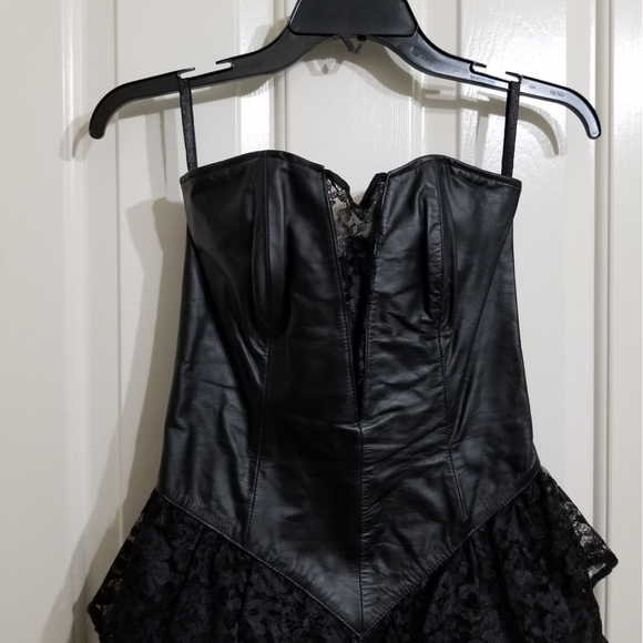 Vintage leather and lace dress - Picture 2 of 7